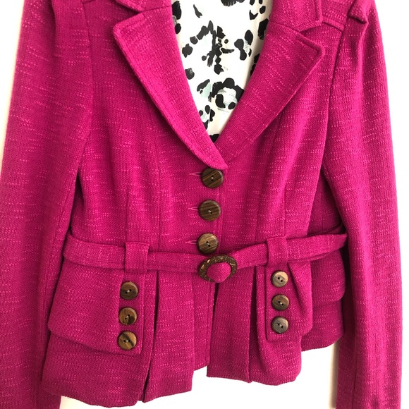 NWT Nanette Lepore Woven Joy Hunt 4 Jacket Magenta - Picture 2 of 8